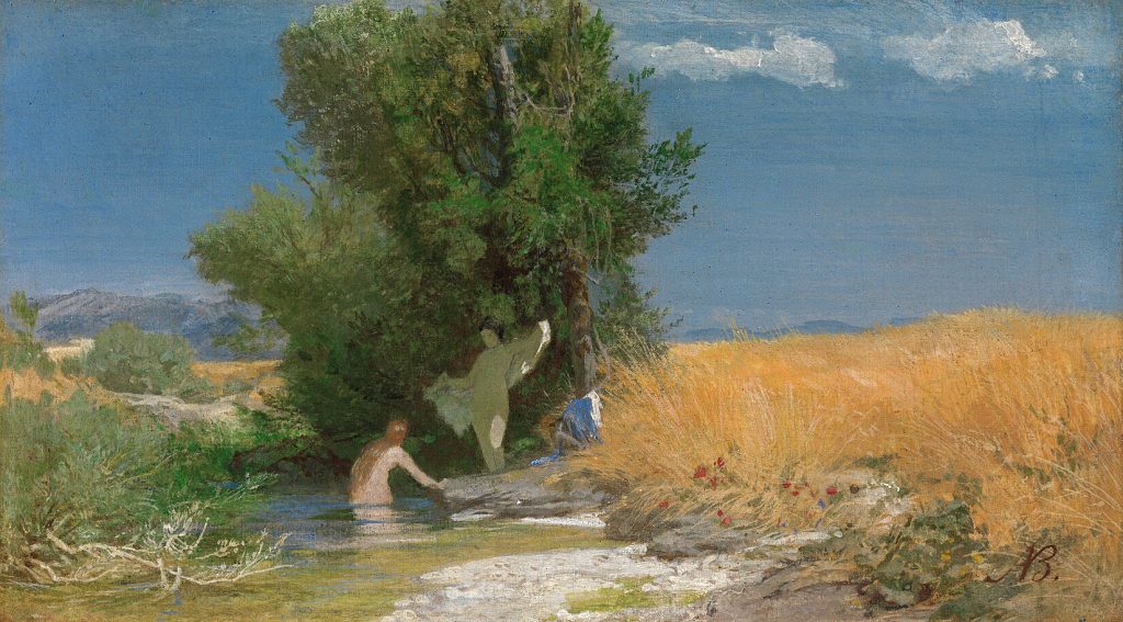 Arnold Böcklin, Campo de maíz con chicas bañándose